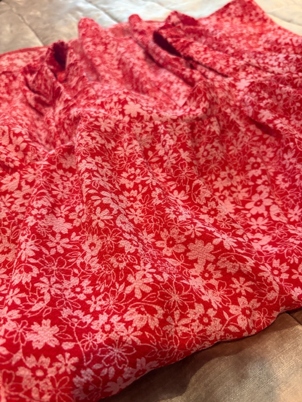 ASOS Red Floral Square Neck Long-Sleeve Dress Tiered Dress Size 4 - Picture 8 of 8